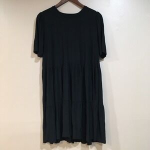 Zara Tiered Babydoll Mini Dress Womens S Black Boho Casual Neutral Minimalist